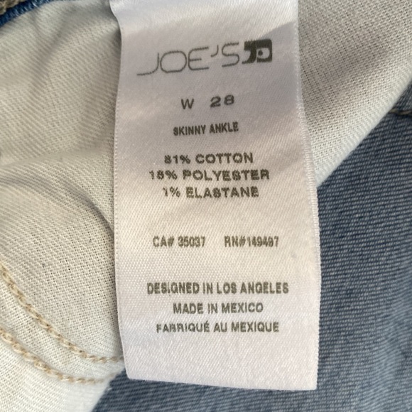 Joe’s Jeans Skinny Ankle Blue Jeans - Size 28 - Picture 6 of 9